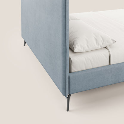 Iris letto imbottito con piedini neri sfoderabile in tessuto impermeabile T02 carta da zucchero 