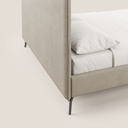 Iris letto imbottito con piedini neri sfoderabile in tessuto impermeabile T02 beige 
