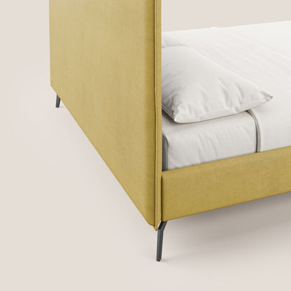 Iris letto imbottito con piedini neri sfoderabile in tessuto impermeabile T02 giallo 