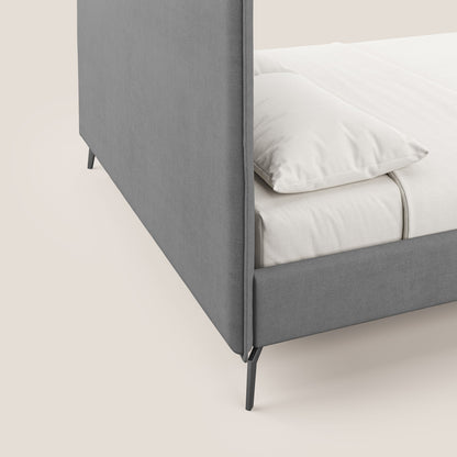 Iris letto imbottito con piedini neri sfoderabile in tessuto impermeabile T02 grigio 