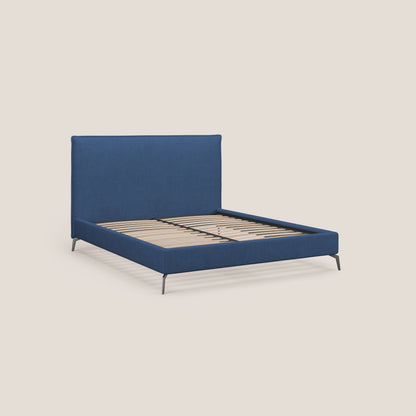 Iris letto imbottito con piedini neri sfoderabile in tessuto impermeabile T02 blu 