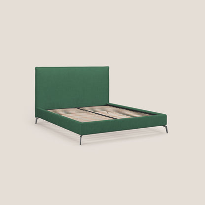 Iris letto imbottito con piedini neri sfoderabile in tessuto impermeabile T02 verde 