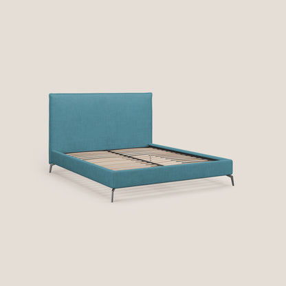 Iris letto imbottito con piedini neri sfoderabile in tessuto impermeabile T02 azzurro 