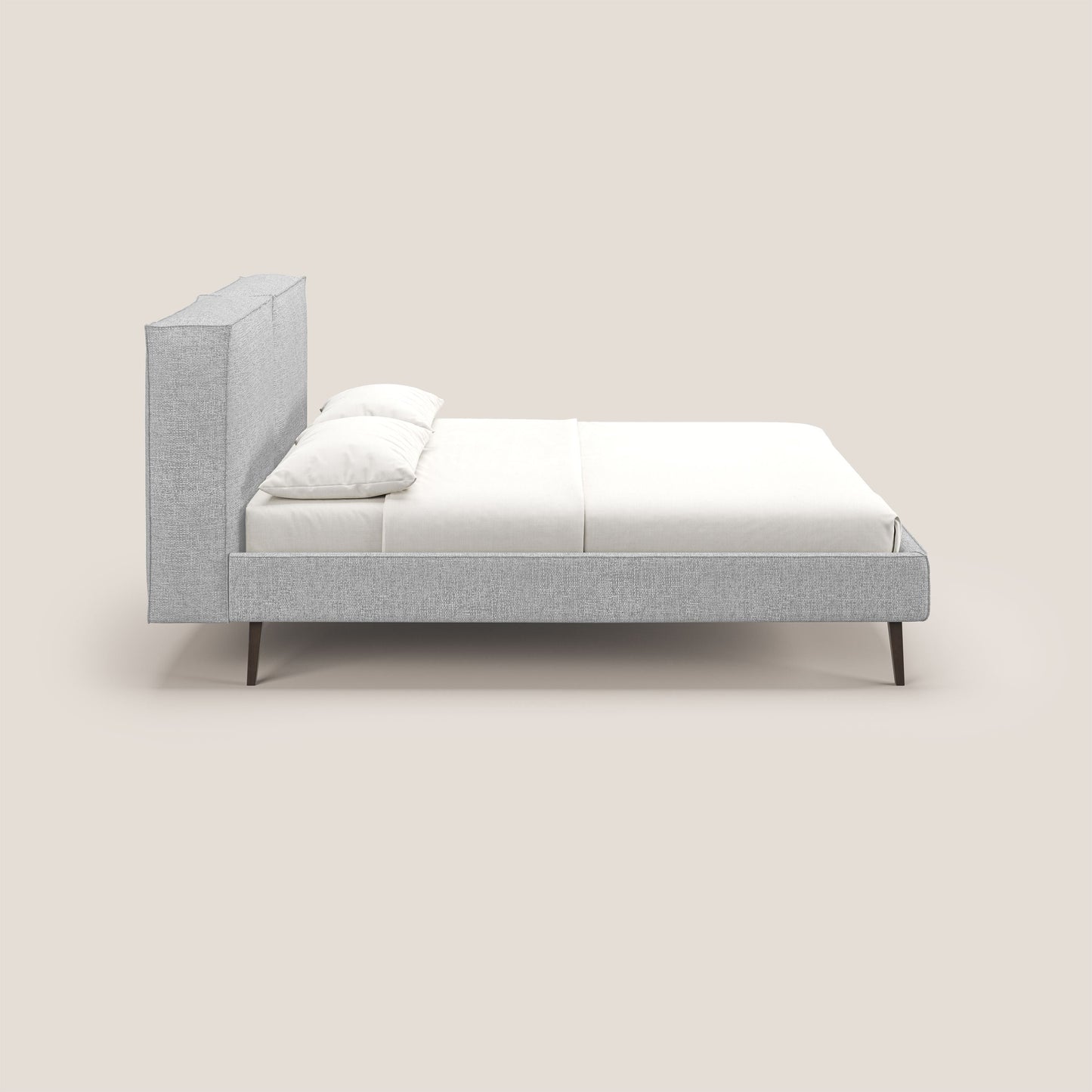 Isotta letto imbottito completamente sfoderabile in morbido tessuto impermeabile T10 grigio chiaro 