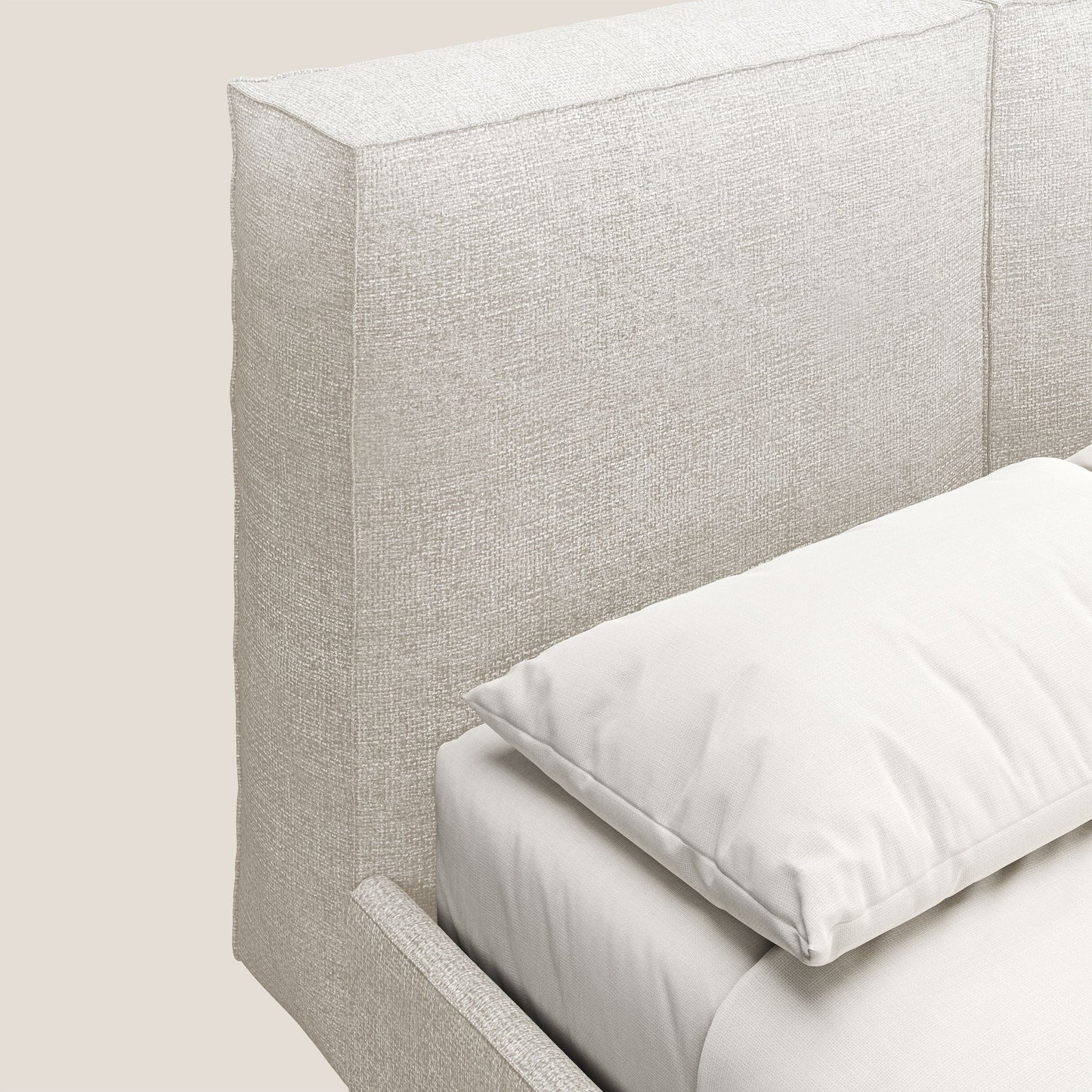 Isotta letto imbottito completamente sfoderabile in morbido tessuto impermeabile T10 panna 