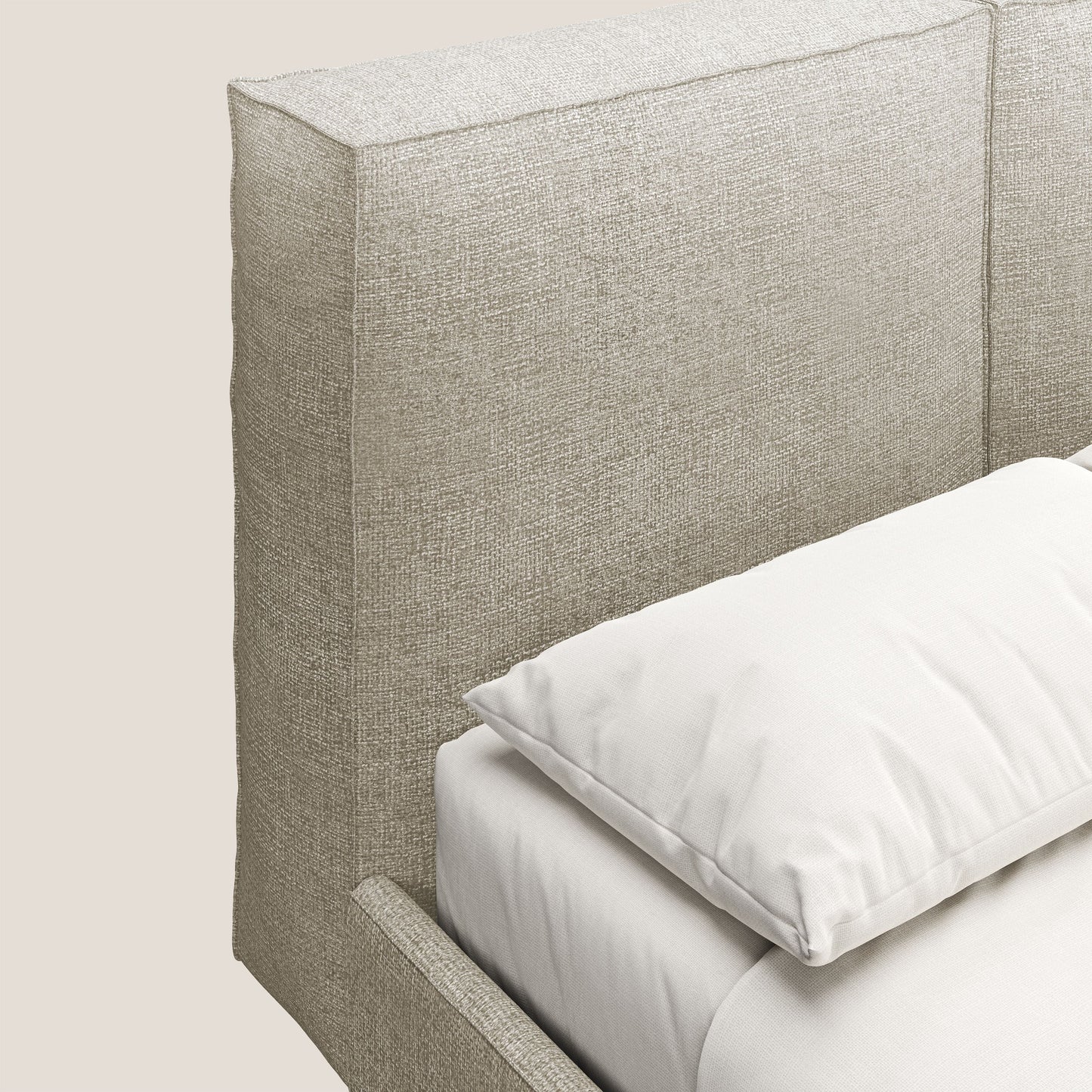 Isotta letto imbottito completamente sfoderabile in morbido tessuto impermeabile T10 tortora 