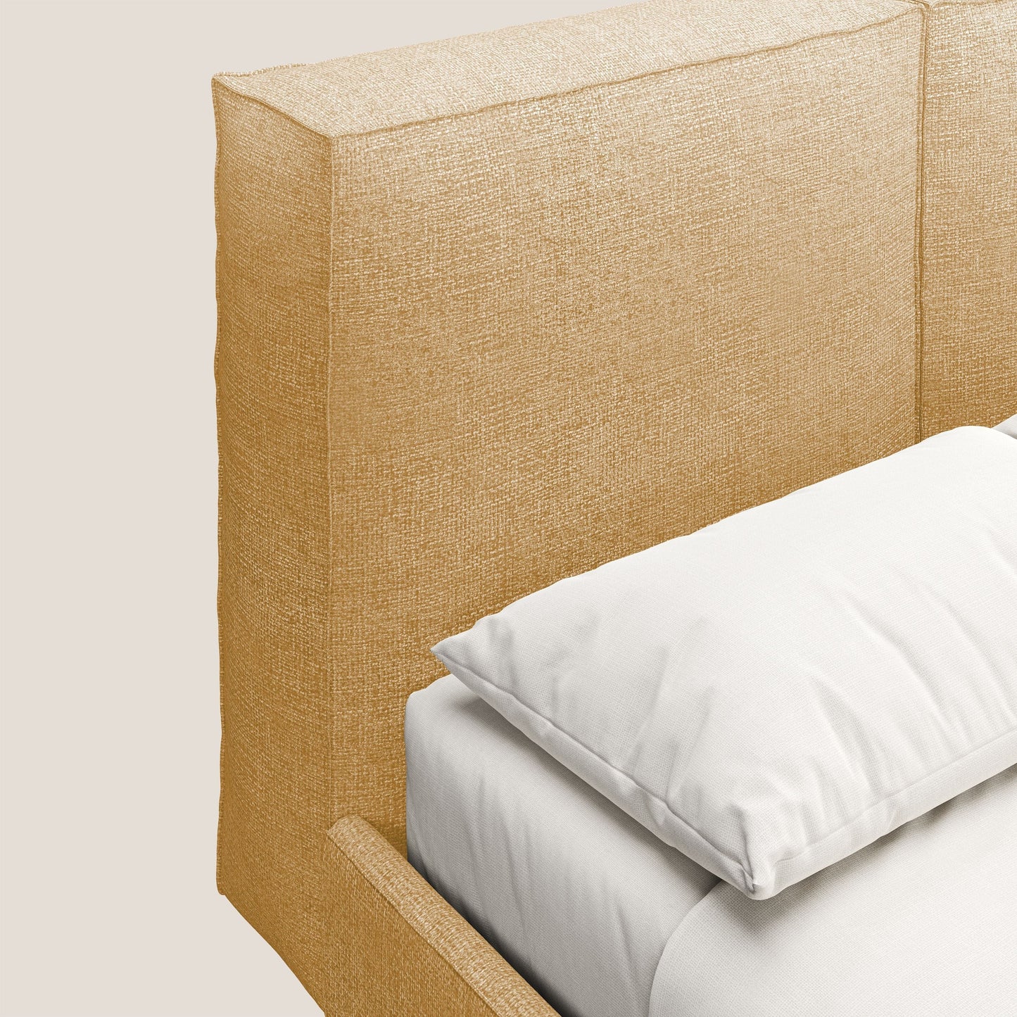 Isotta letto imbottito completamente sfoderabile in morbido tessuto impermeabile T10 giallo 