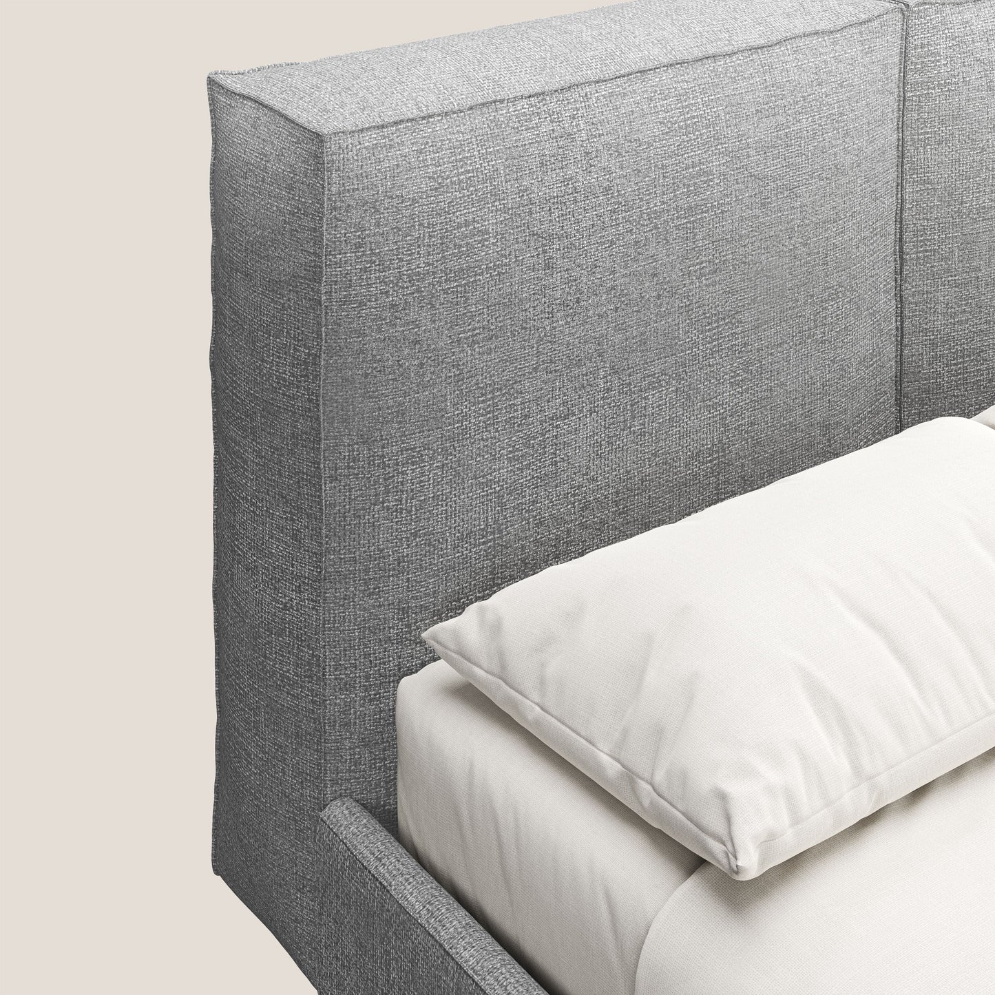 Isotta letto imbottito completamente sfoderabile in morbido tessuto impermeabile T10 grigio 