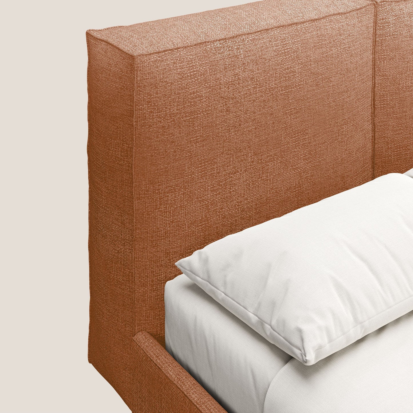 Isotta letto imbottito completamente sfoderabile in morbido tessuto impermeabile T10 arancio 