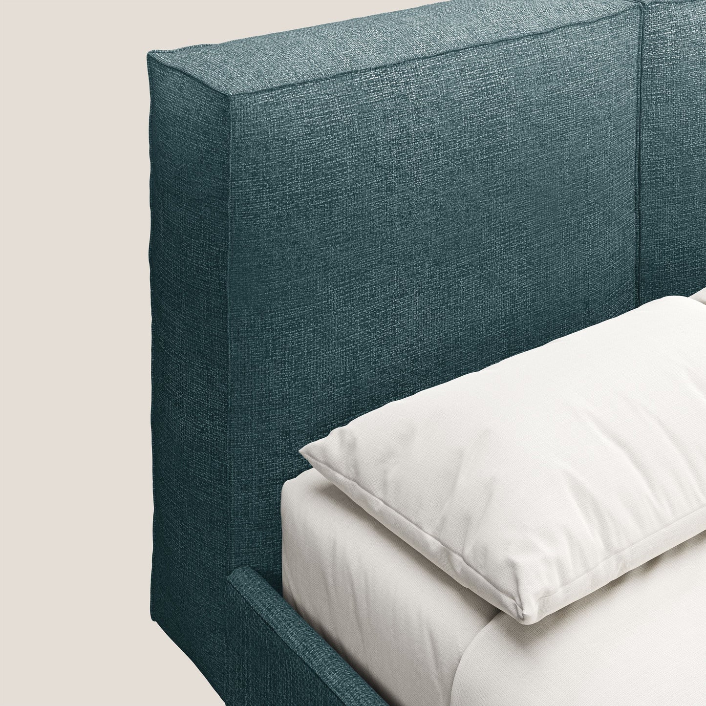 Isotta letto imbottito completamente sfoderabile in morbido tessuto impermeabile T10 petrolio 