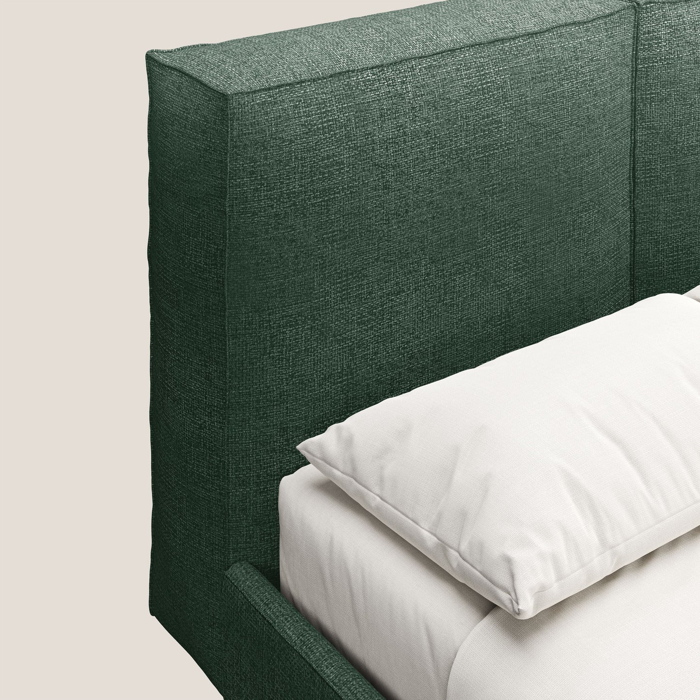 Isotta letto imbottito completamente sfoderabile in morbido tessuto impermeabile T10 verde 