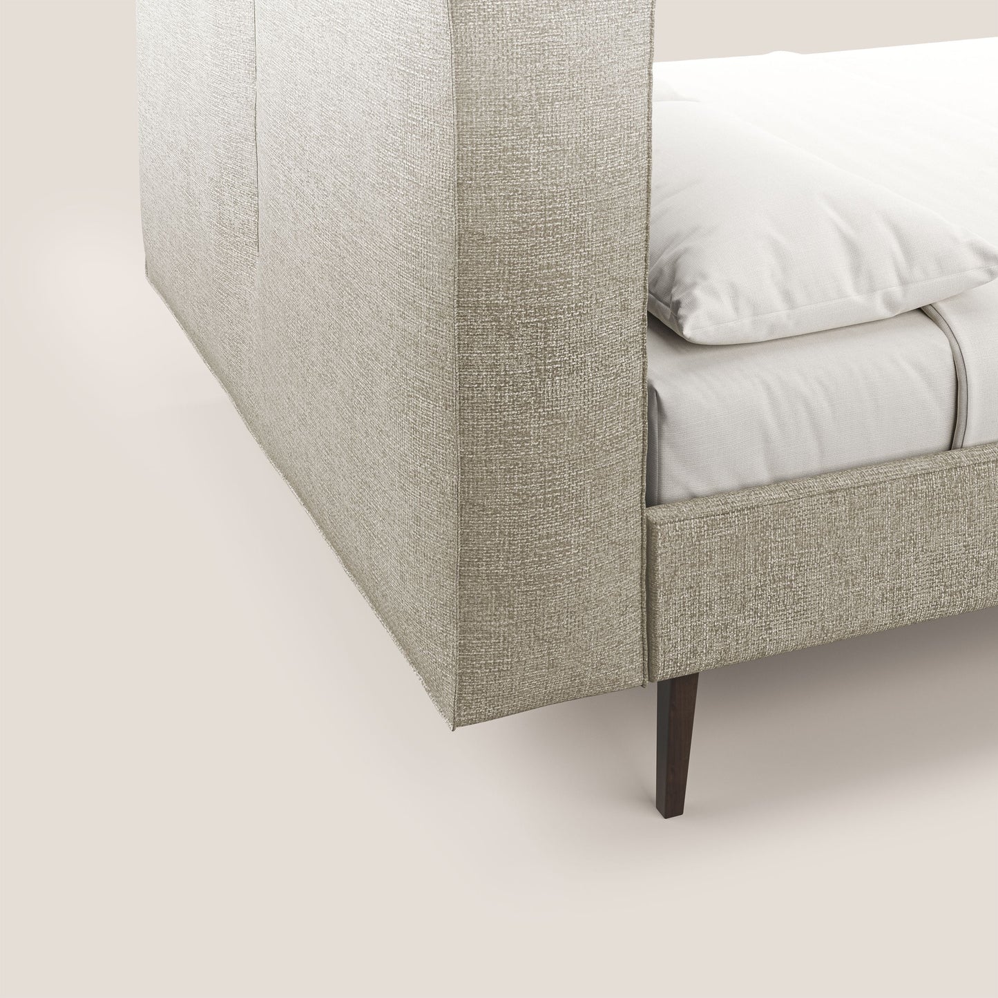 Isotta letto imbottito completamente sfoderabile in morbido tessuto impermeabile T10 tortora 