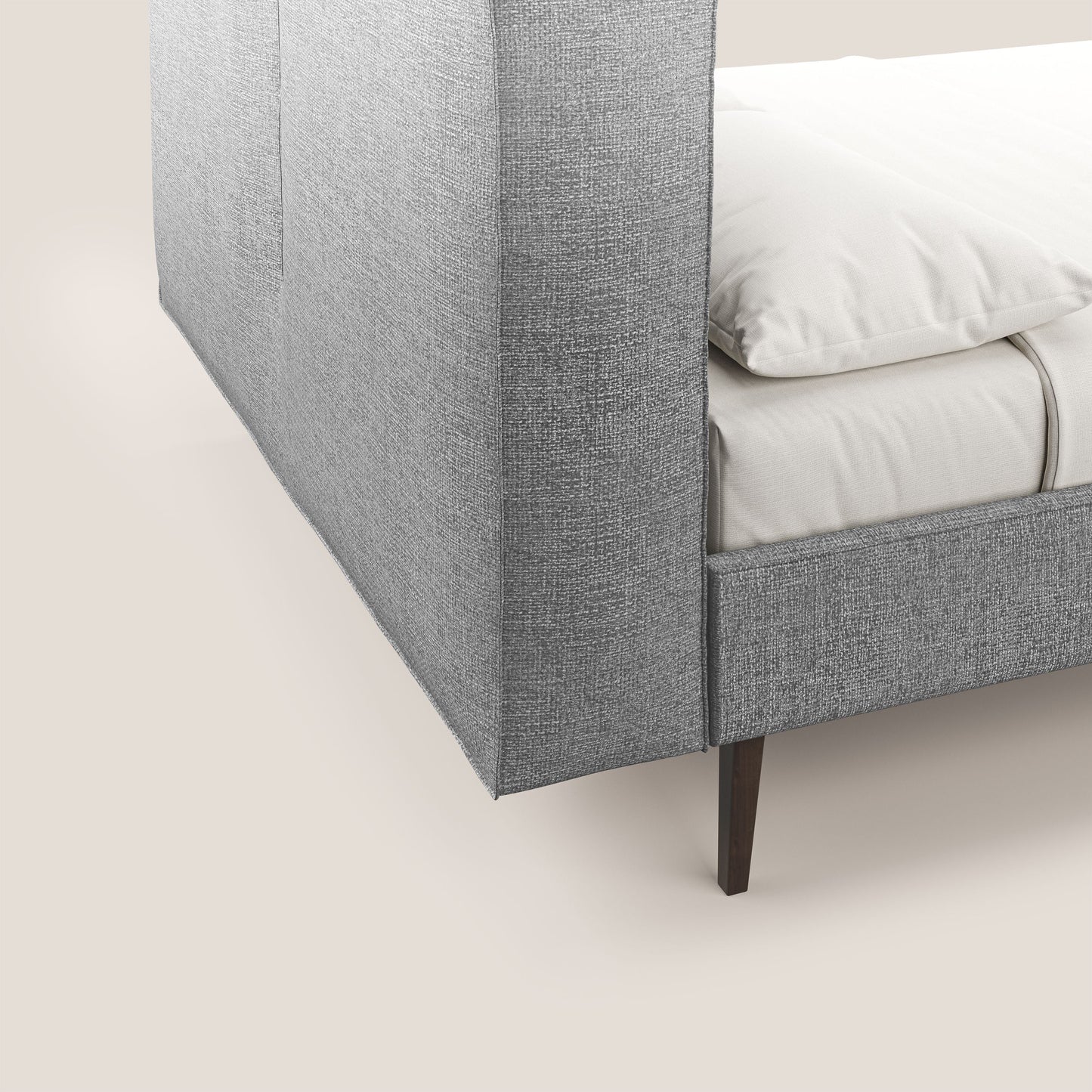 Isotta letto imbottito completamente sfoderabile in morbido tessuto impermeabile T10 grigio 