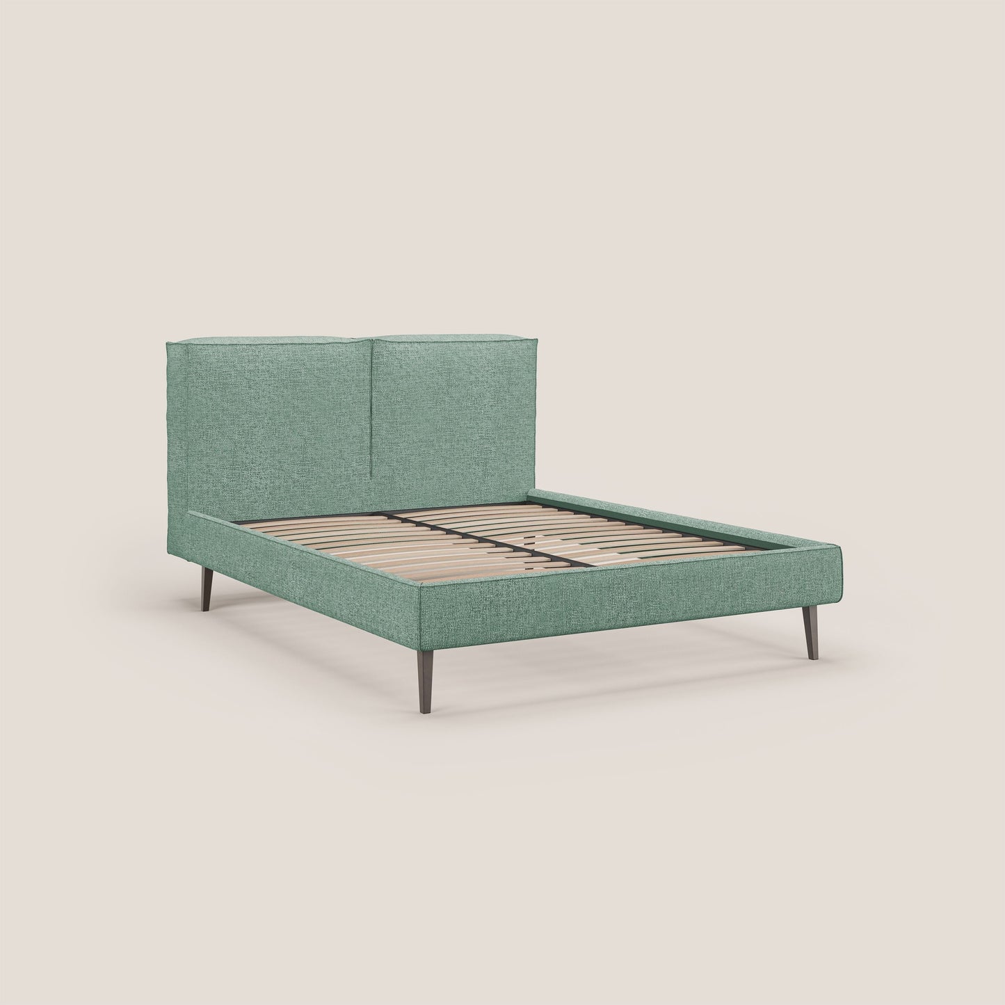 Isotta letto imbottito completamente sfoderabile in morbido tessuto impermeabile T10 verde acqua 