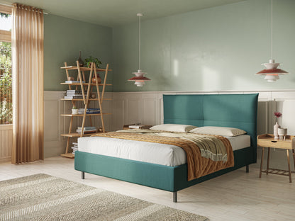 Izumi letto imbottito contenitore con piedi alti in tessuto smacchiabile T05 verde 