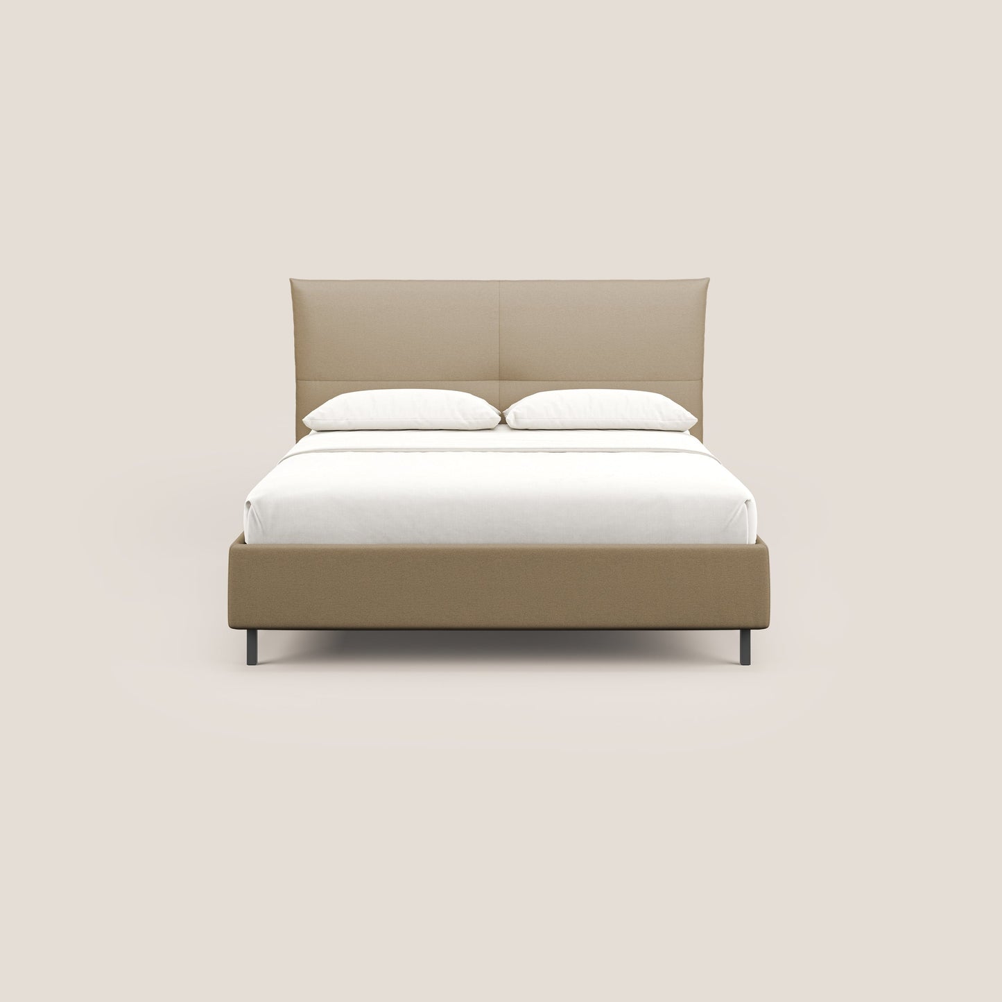 Izumi letto imbottito contenitore con piedi alti in tessuto smacchiabile T05 beige 