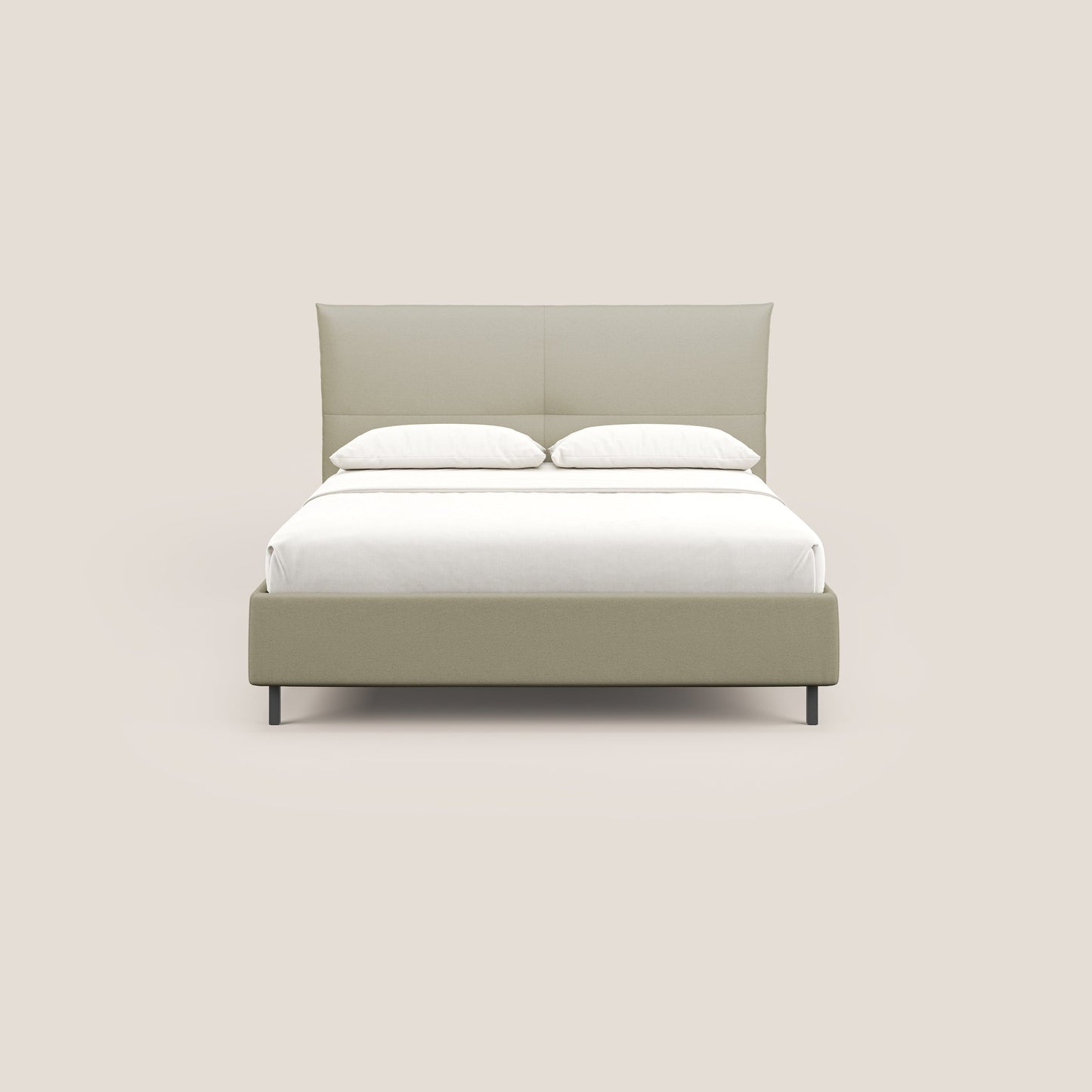 Izumi letto imbottito contenitore con piedi alti in tessuto smacchiabile T05 panna 