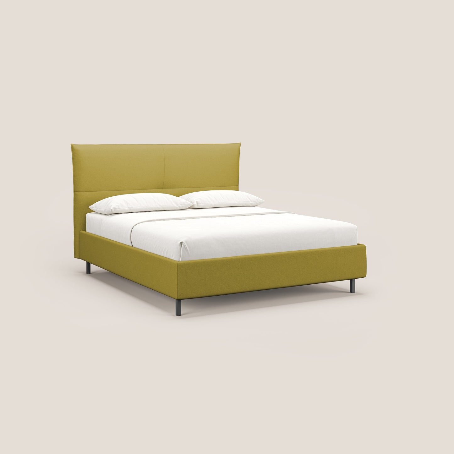 Izumi letto imbottito contenitore con piedi alti in tessuto smacchiabile T05 giallo 