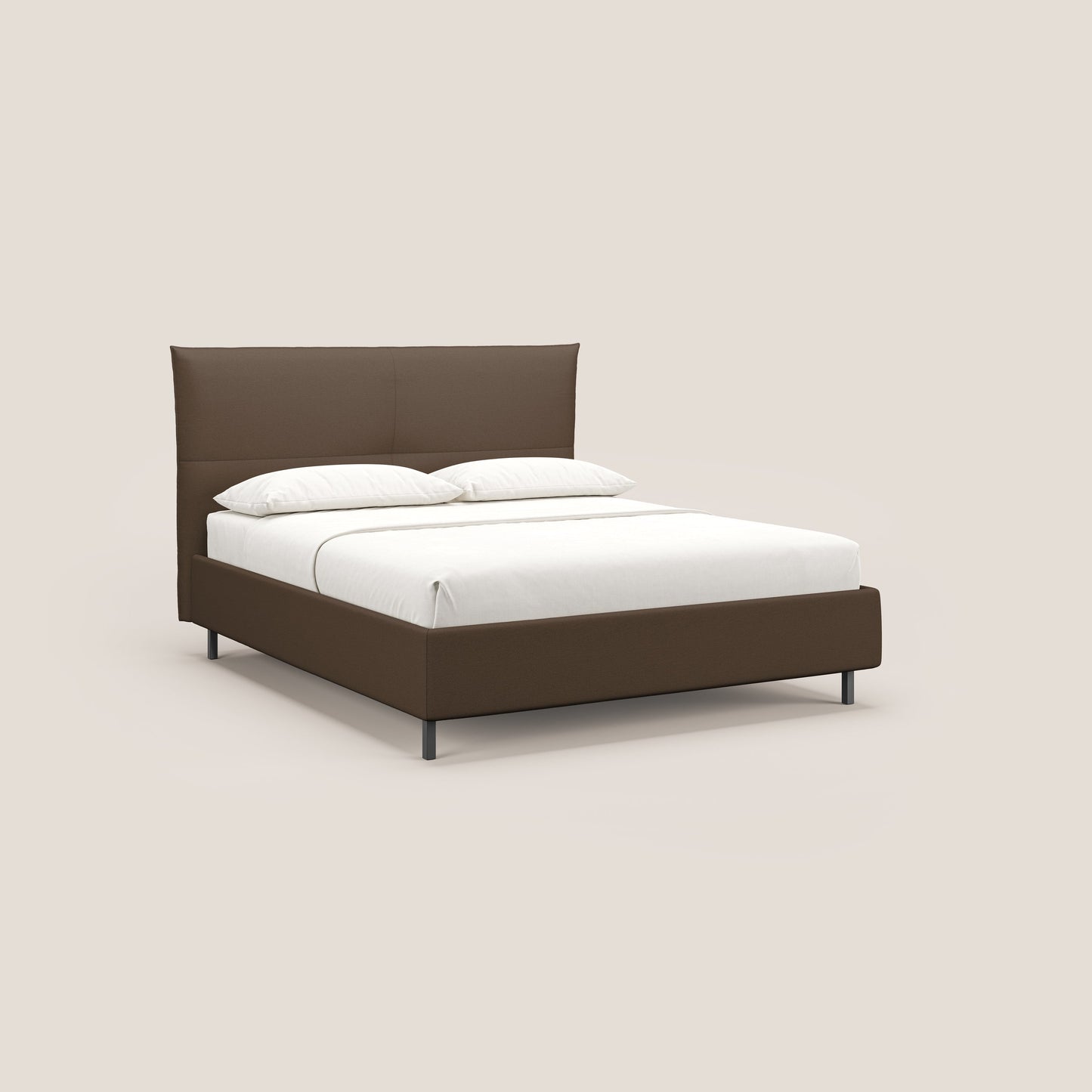 Izumi letto imbottito contenitore con piedi alti in tessuto smacchiabile T05 marrone 