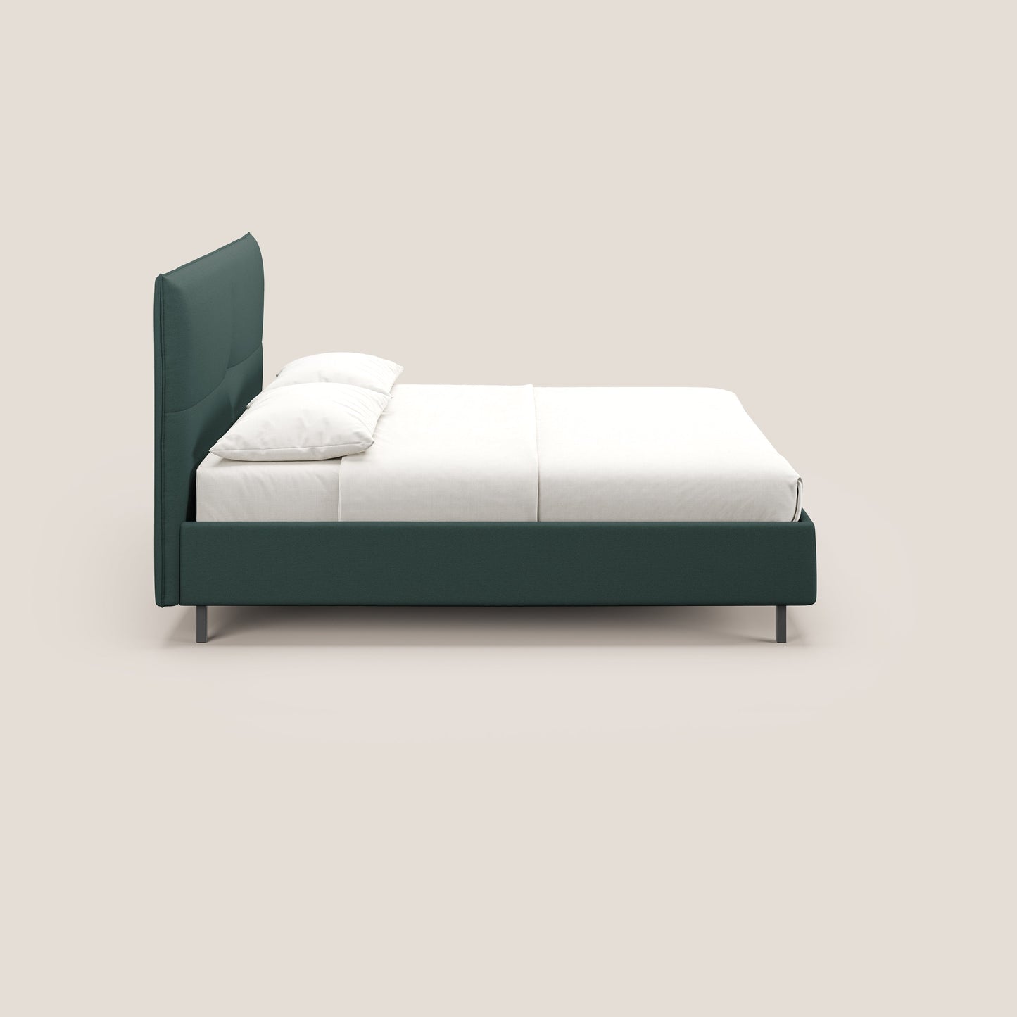 Izumi letto imbottito contenitore con piedi alti in tessuto smacchiabile T05 verde 