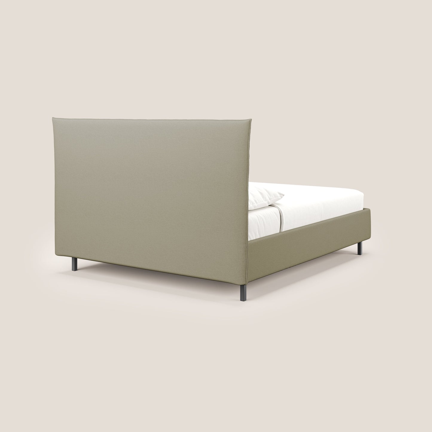 Izumi letto imbottito contenitore con piedi alti in tessuto smacchiabile T05 panna 