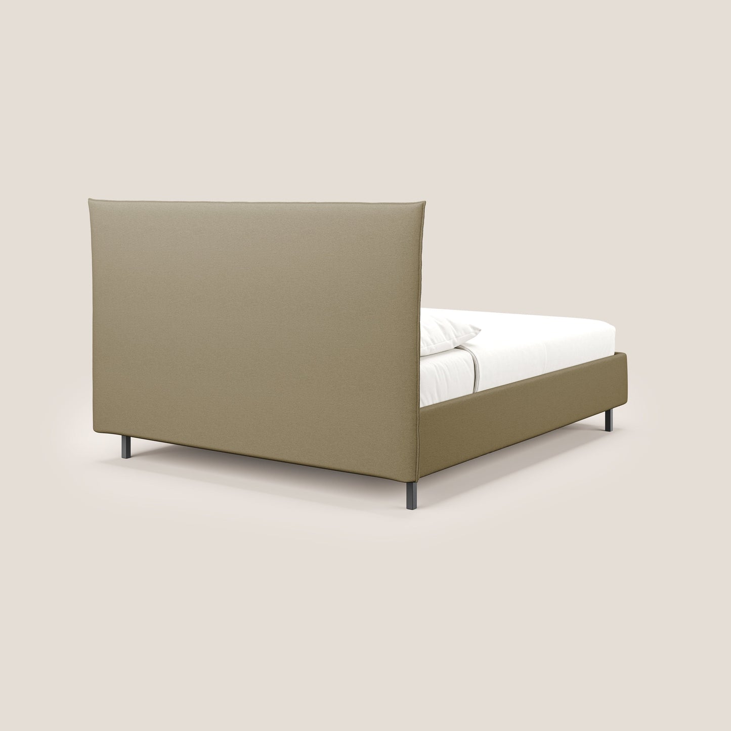 Izumi letto imbottito contenitore con piedi alti in tessuto smacchiabile T05 cammello 