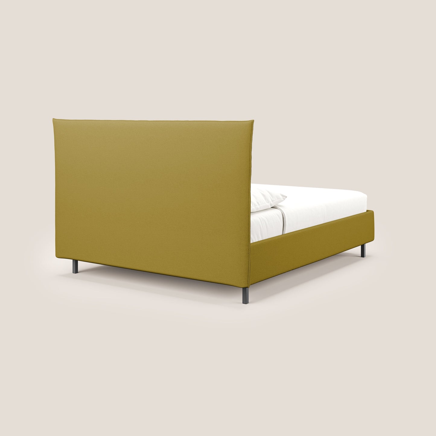 Izumi letto imbottito contenitore con piedi alti in tessuto smacchiabile T05 giallo 