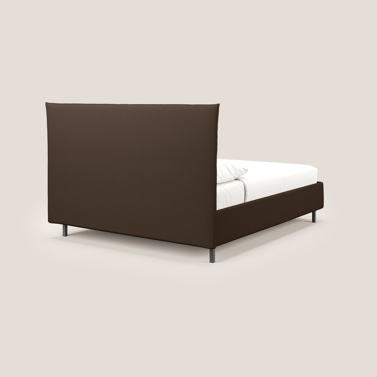Izumi letto imbottito contenitore con piedi alti in tessuto smacchiabile T05 marrone 