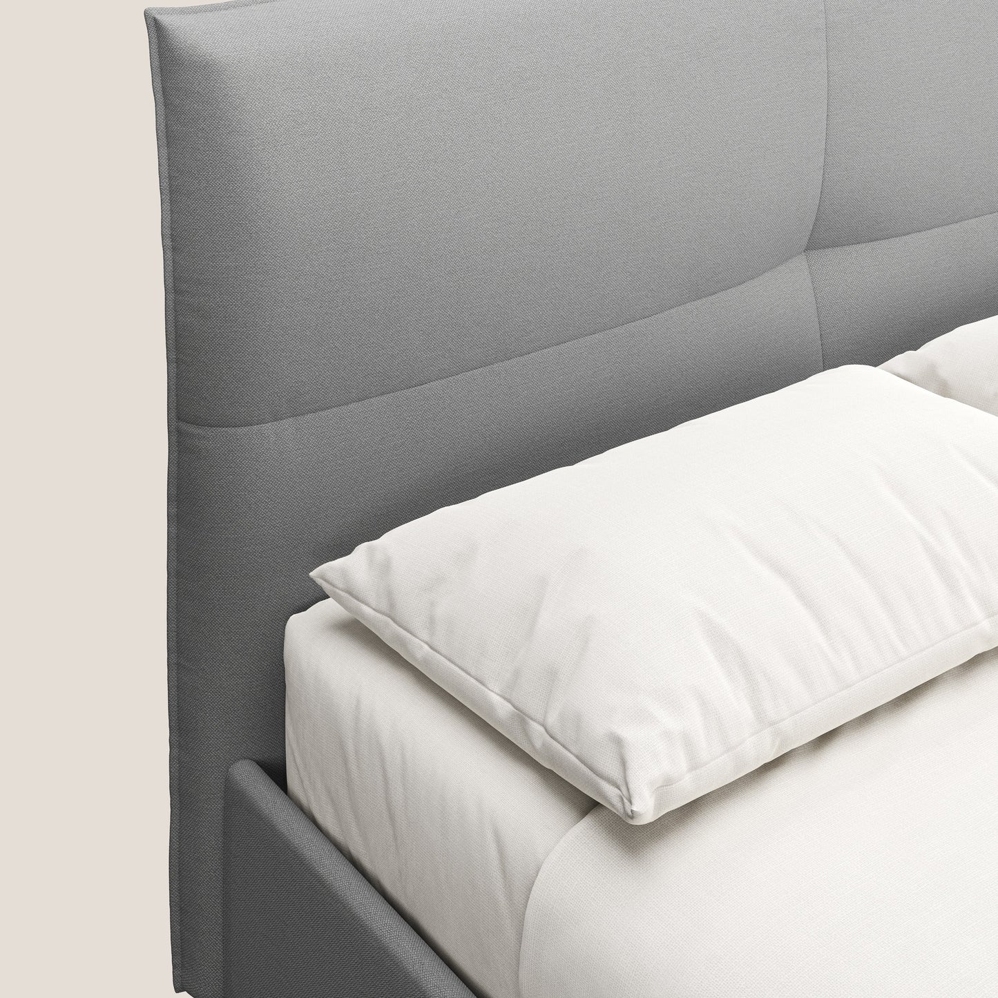 Izumi letto imbottito contenitore con piedi alti in tessuto smacchiabile T05 grigio 