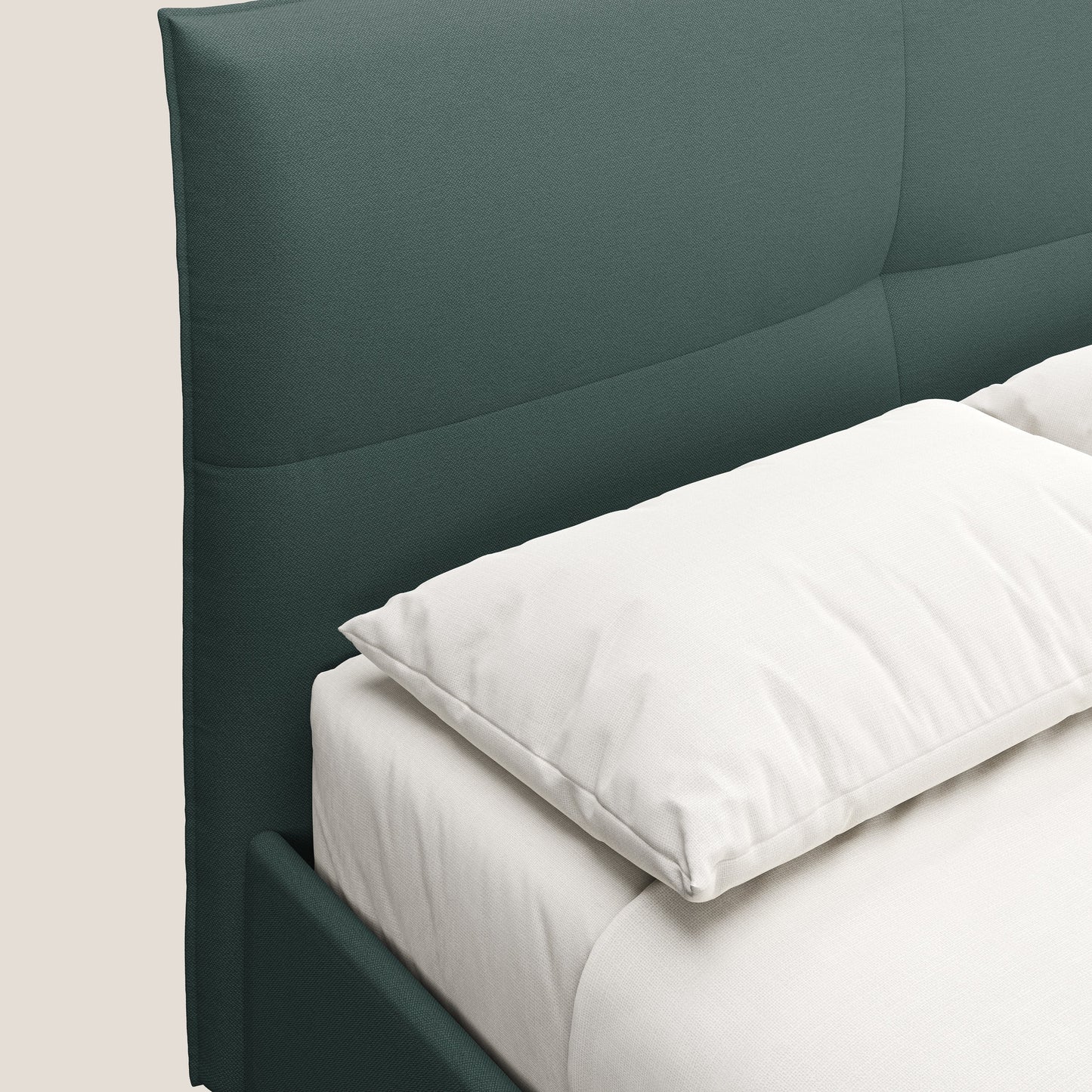 Izumi letto imbottito contenitore con piedi alti in tessuto smacchiabile T05 verde 