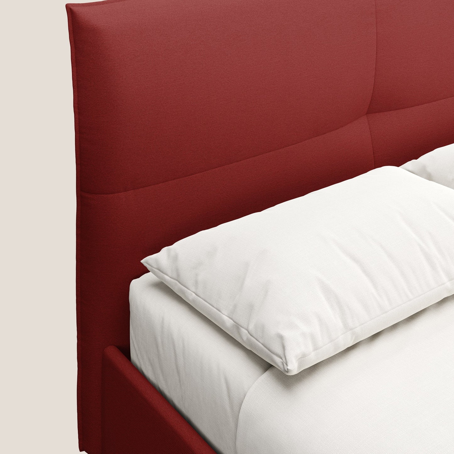 Izumi letto imbottito contenitore con piedi alti in tessuto smacchiabile T05 rosso 
