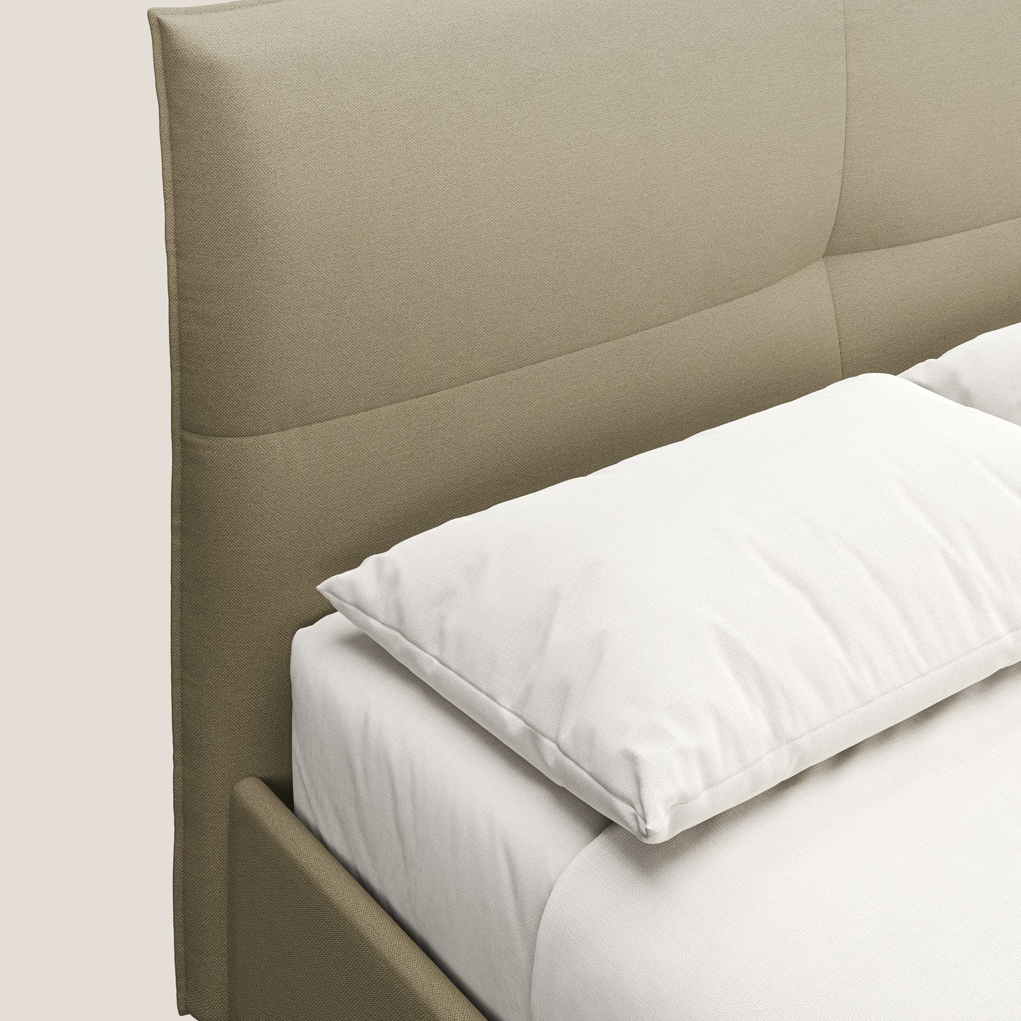 Izumi letto imbottito contenitore con piedi alti in tessuto smacchiabile T05 cammello 