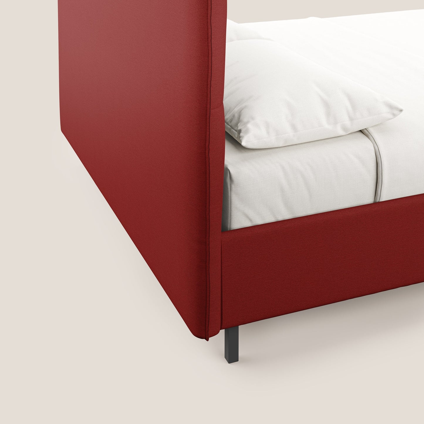 Izumi letto imbottito contenitore con piedi alti in tessuto smacchiabile T05 rosso 