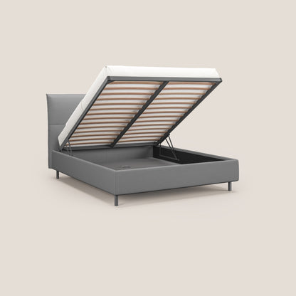 Izumi letto imbottito contenitore con piedi alti in tessuto smacchiabile T05 grigio 