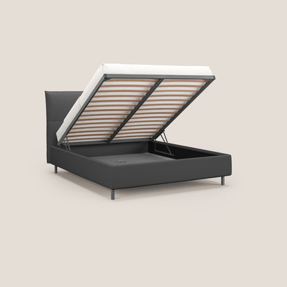 Izumi letto imbottito contenitore con piedi alti in tessuto smacchiabile T05 antracite 