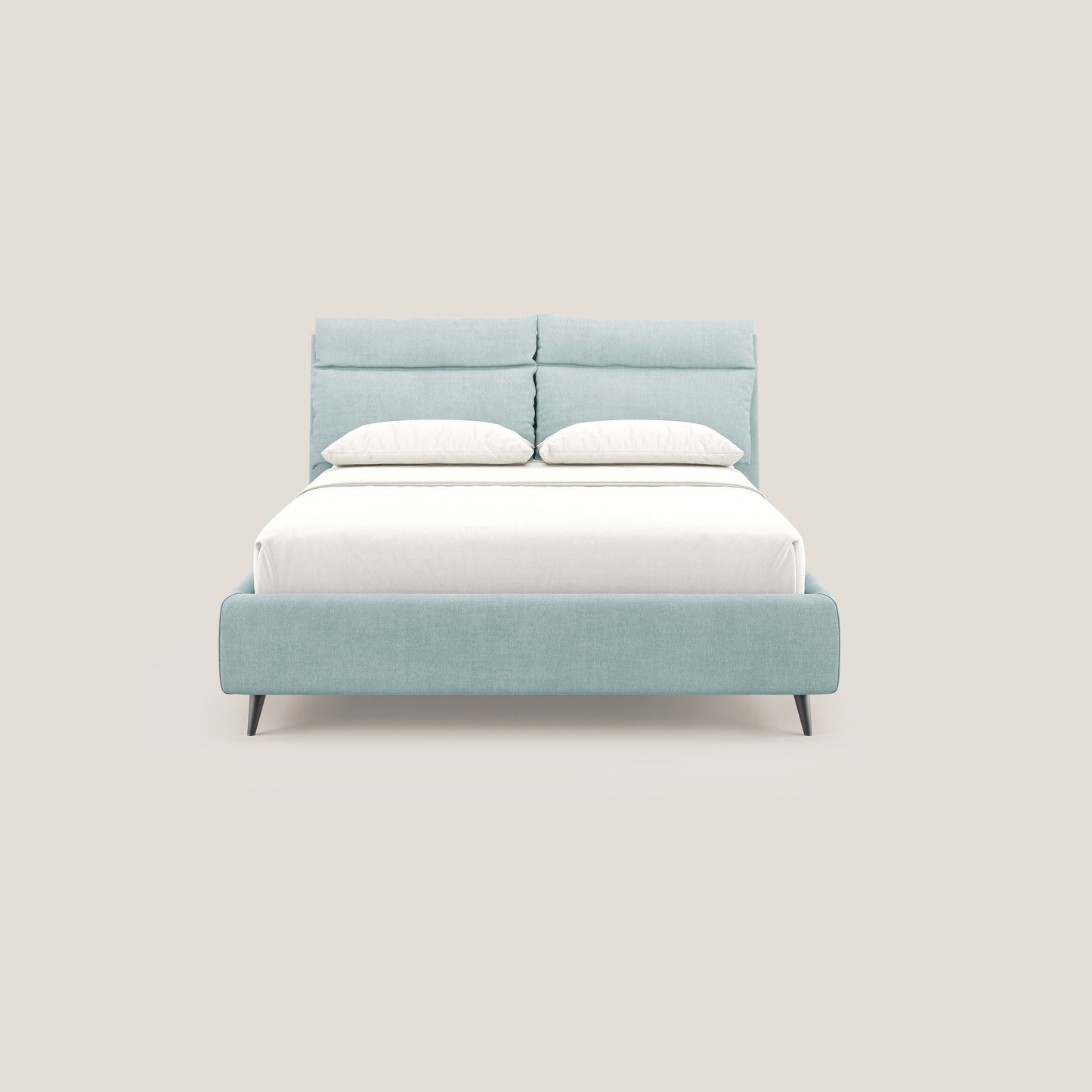 Jerry letto imbottito contenitore e cuscini reclinabili in tessuto smacchiabile T17 verde acqua 