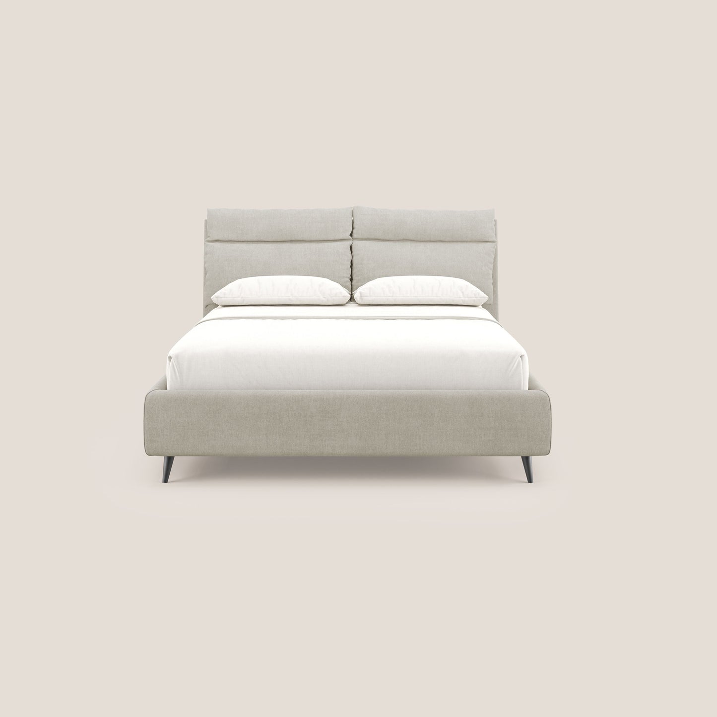 Jerry letto imbottito contenitore e cuscini reclinabili in tessuto smacchiabile T17 panna 