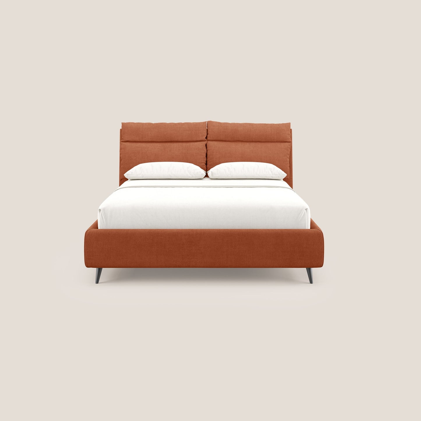 Jerry letto imbottito contenitore e cuscini reclinabili in tessuto smacchiabile T17 arancio 