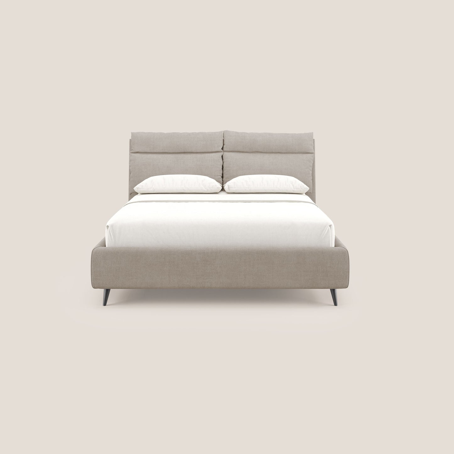 Jerry letto imbottito contenitore e cuscini reclinabili in tessuto smacchiabile T17 beige 