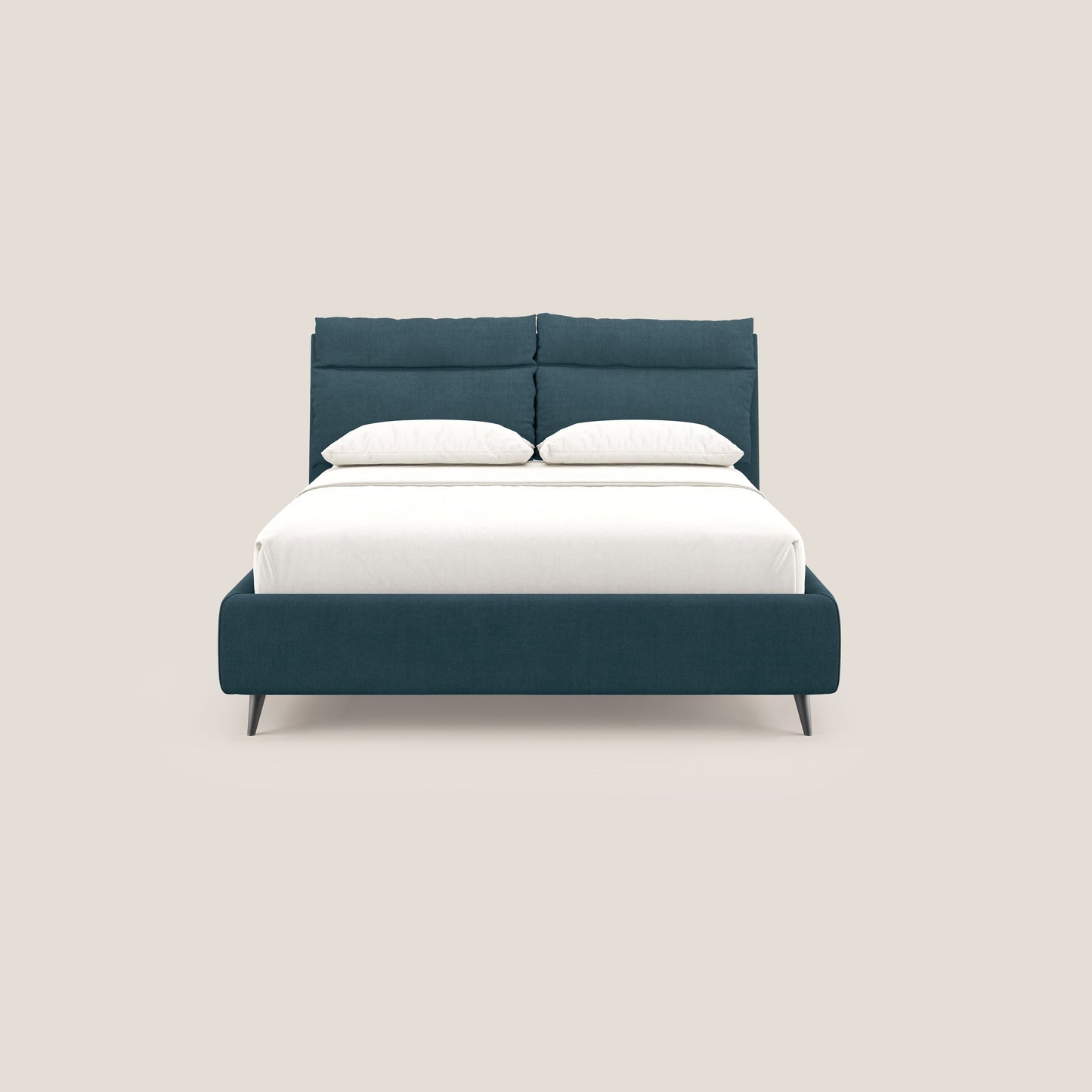 Jerry letto imbottito contenitore e cuscini reclinabili in tessuto smacchiabile T17 petrolio 