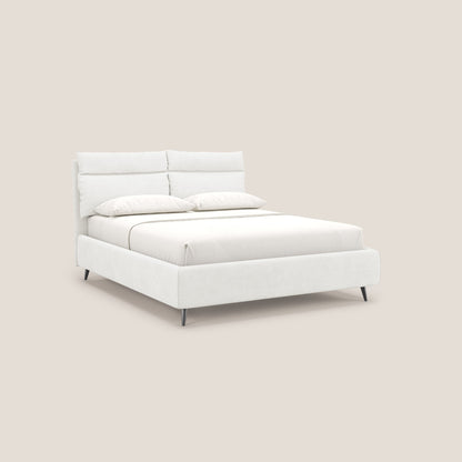 Jerry letto imbottito contenitore e cuscini reclinabili con rete MASTER per materasso 180x200 cm in tessuto smacchiabile T17 bianco 