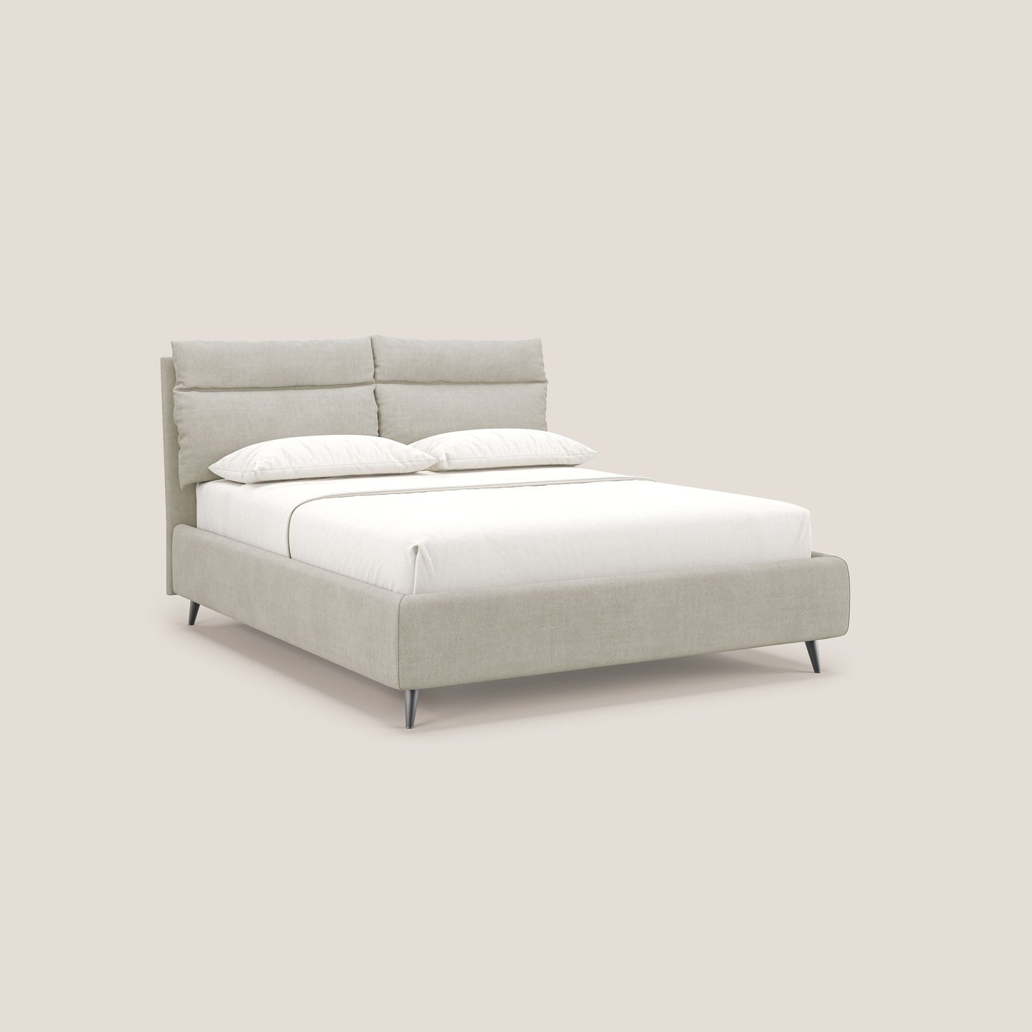 Jerry letto imbottito contenitore e cuscini reclinabili in tessuto smacchiabile T17 panna 