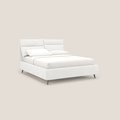 Jerry letto imbottito contenitore e cuscini reclinabili con rete MASTER per materasso 180x200 cm in tessuto smacchiabile T17 bianco 