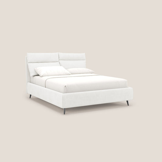 Jerry letto imbottito contenitore e cuscini reclinabili con rete MASTER per materasso 180x200 cm in tessuto smacchiabile T17 bianco 