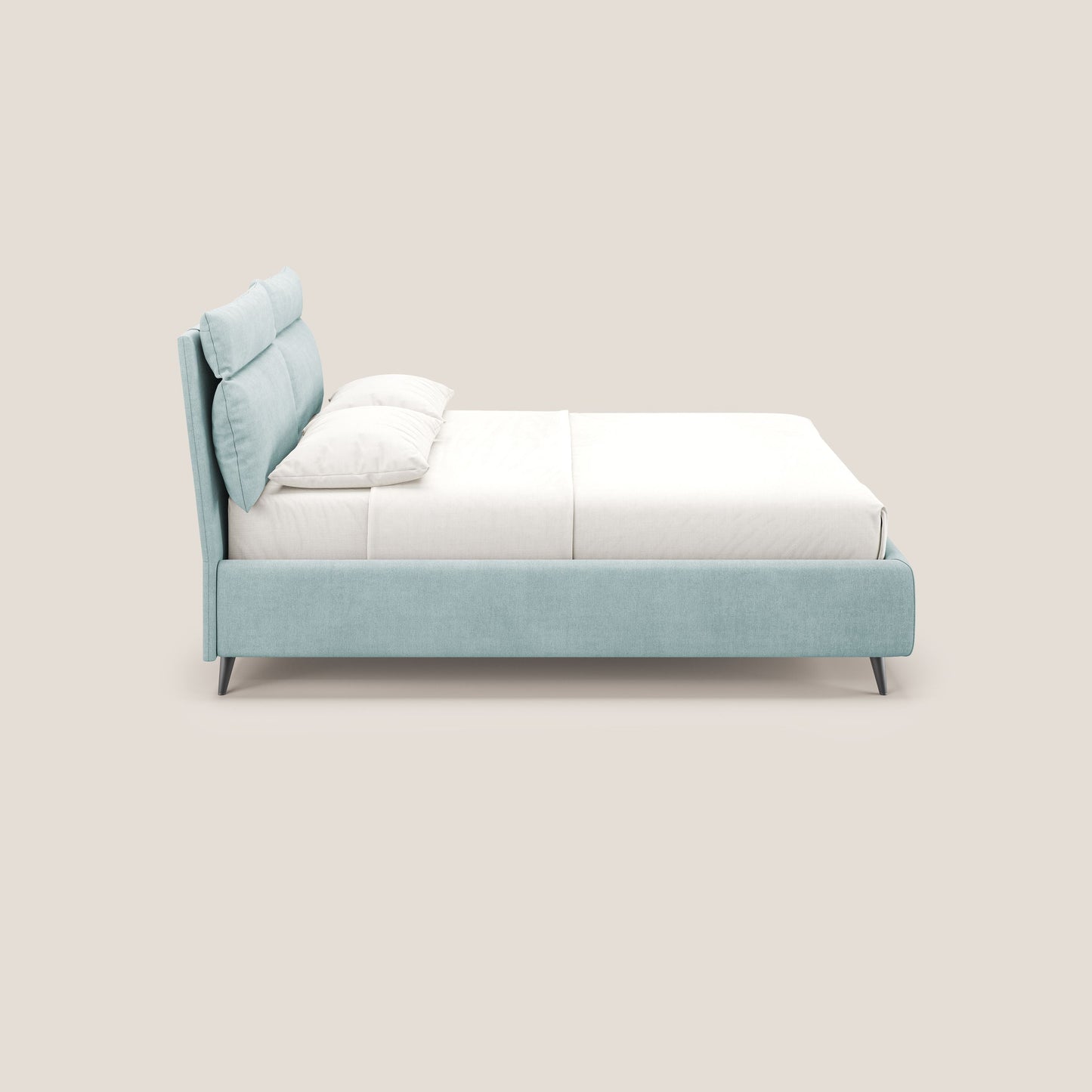 Jerry letto imbottito contenitore e cuscini reclinabili in tessuto smacchiabile T17 verde acqua 