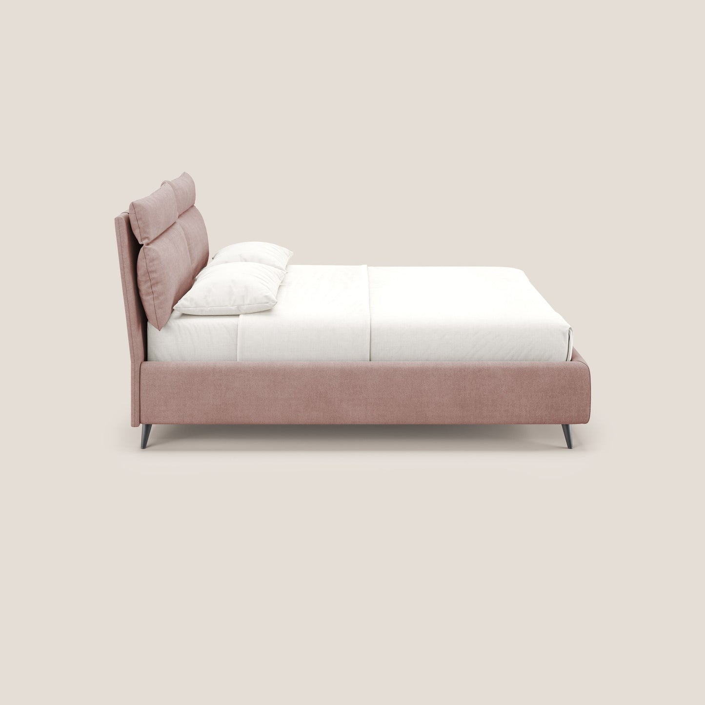 Jerry letto imbottito contenitore e cuscini reclinabili in tessuto smacchiabile T17 rosa 