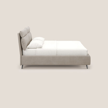 Jerry letto imbottito contenitore e cuscini reclinabili in tessuto smacchiabile T17 beige 