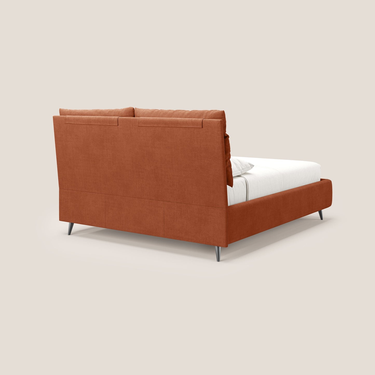 Jerry letto imbottito contenitore e cuscini reclinabili in tessuto smacchiabile T17 arancio 