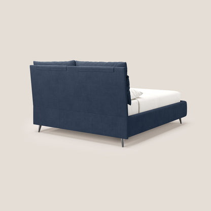 Jerry letto imbottito contenitore e cuscini reclinabili in tessuto smacchiabile T17 blu 