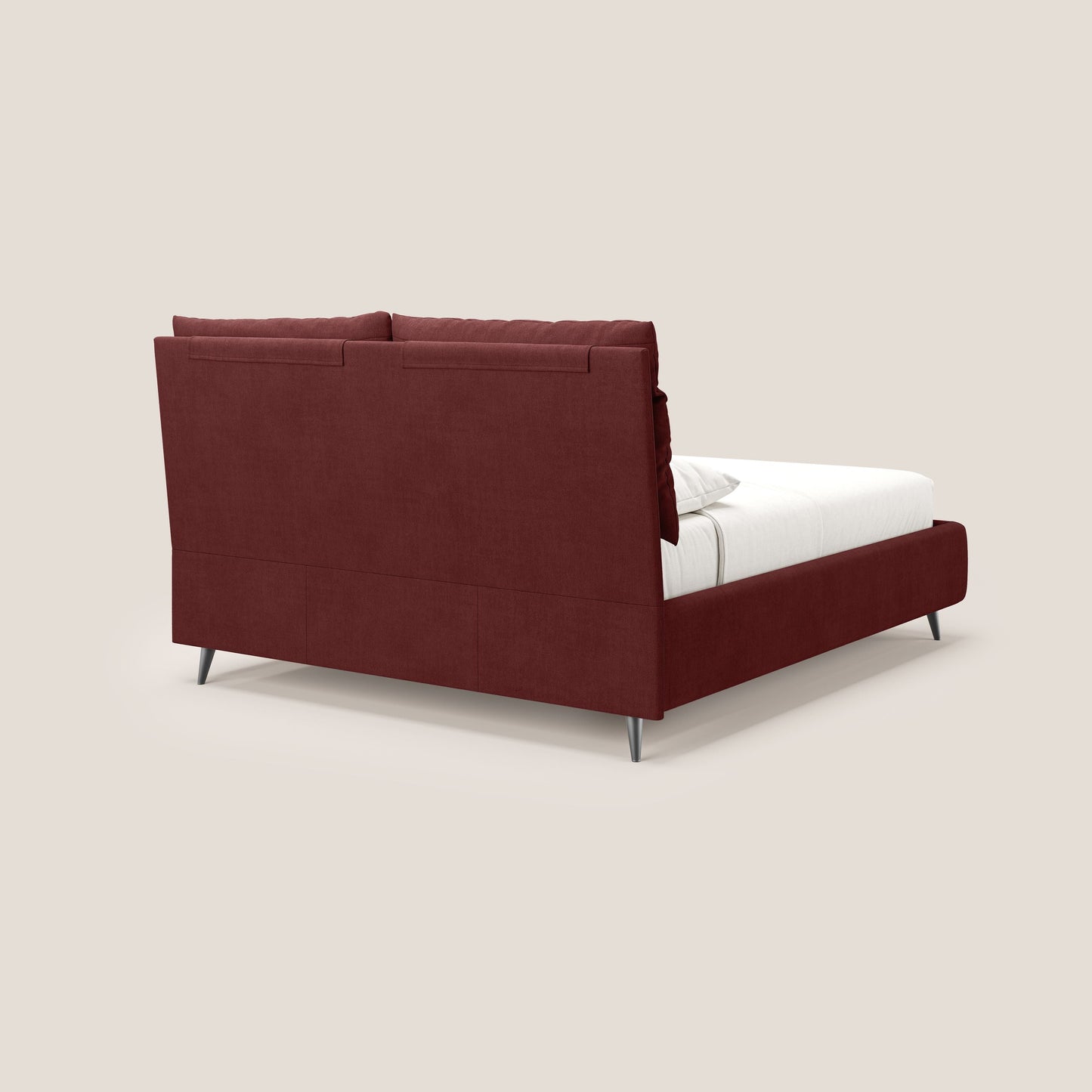 Jerry letto imbottito contenitore e cuscini reclinabili in tessuto smacchiabile T17 rosso 